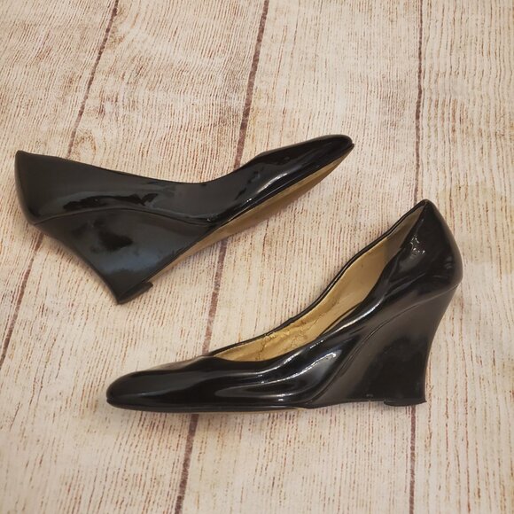 Jones New York black patent wedges pumps sz 7M (fits 6) - Picture 1 of 11